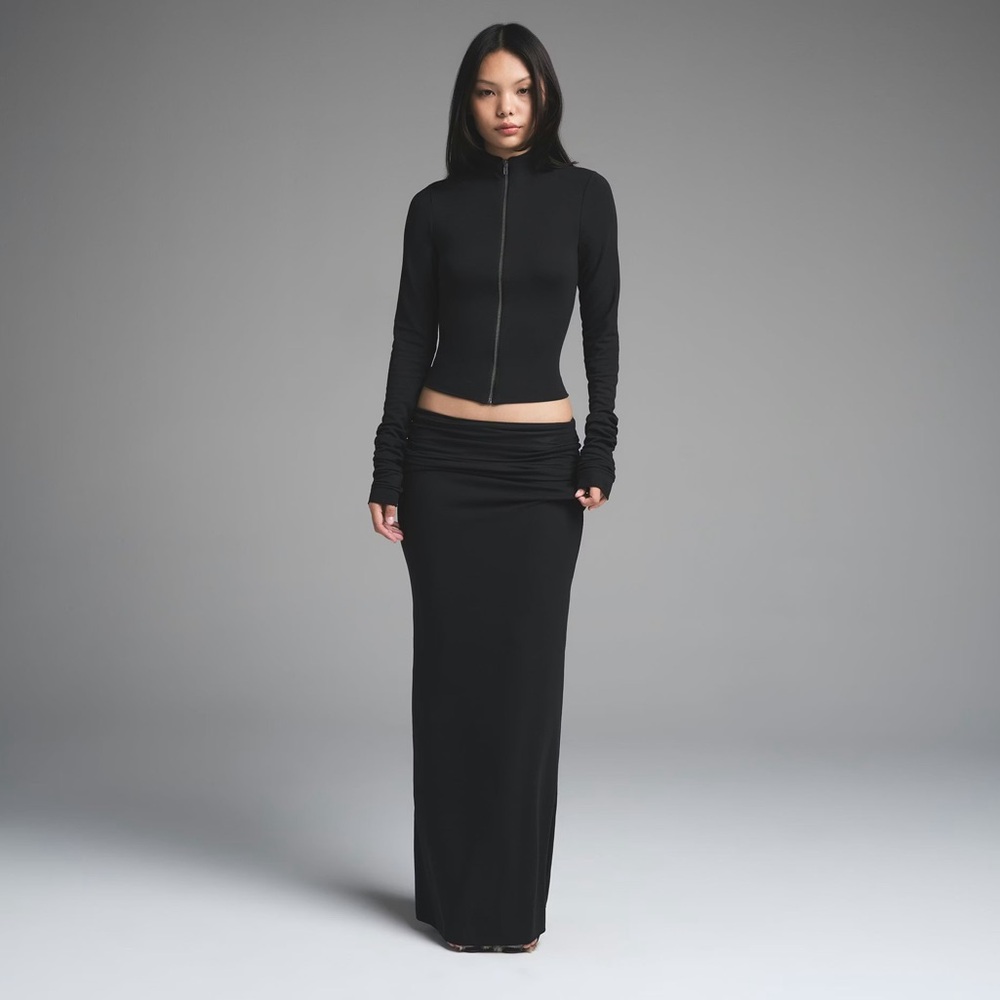 NEW SKIMS CLOUD FOLDOVER LONG SKIRT IN ONYX XS - Picture 2 of 8